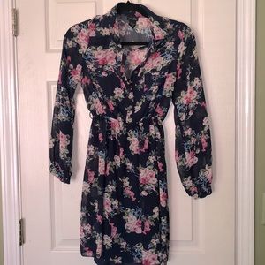 Rue 21 Womens S floral long sleeve sheer dress with blue slip dress under spring